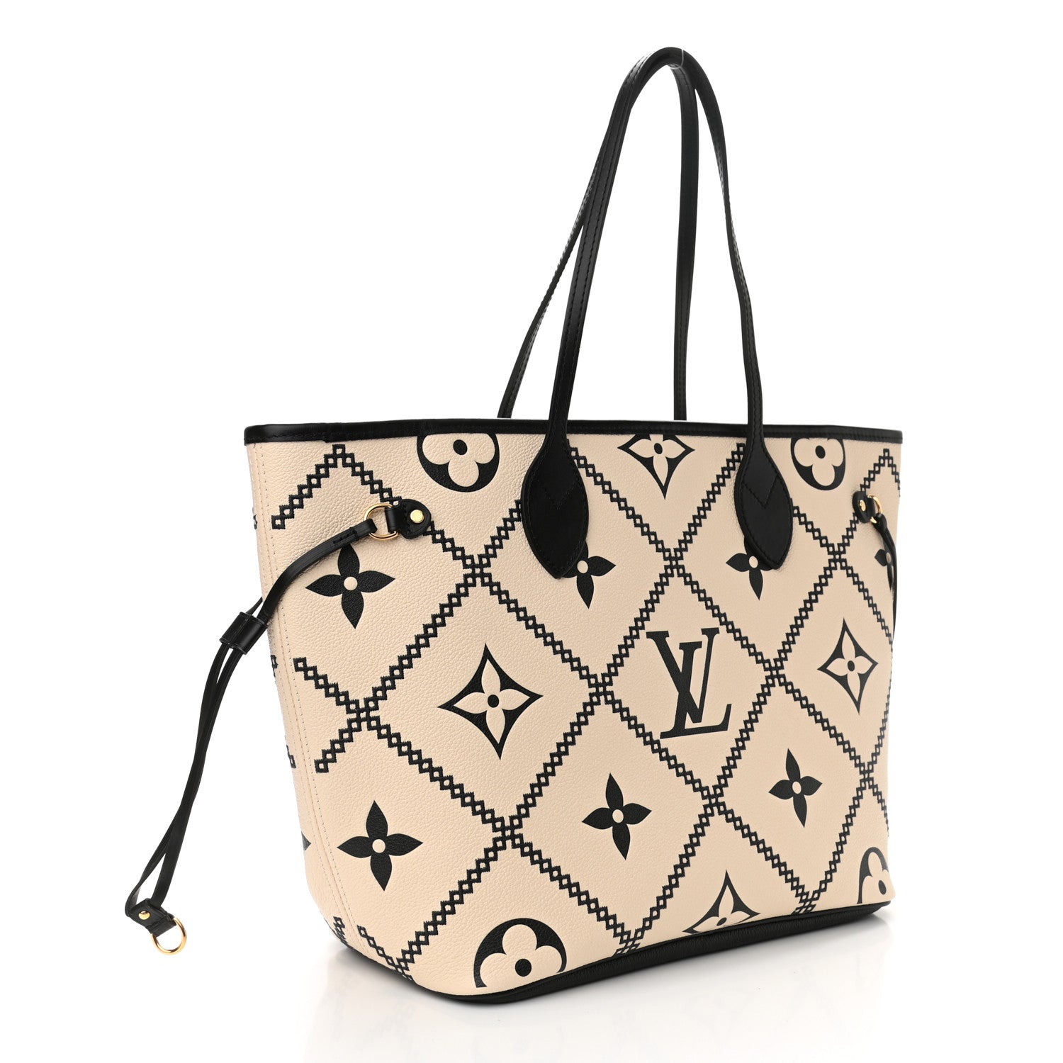 Louis Vuitton Empreinte Monogram Giant Broderies Neverfull MM Cream Black 2 of 9