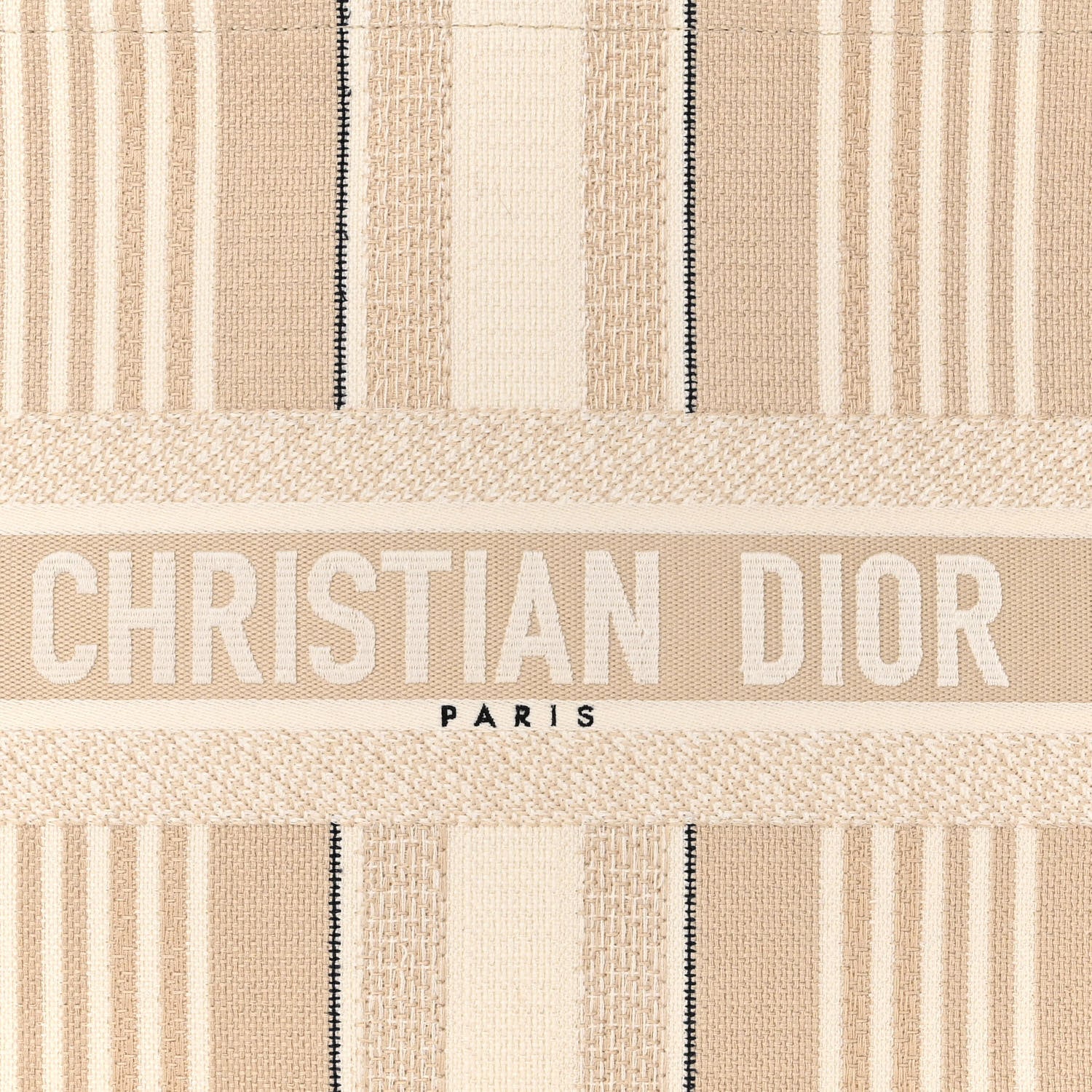 Christian Dior Canvas Embroidered Large Stripes Book Tote Beige 8 of 11