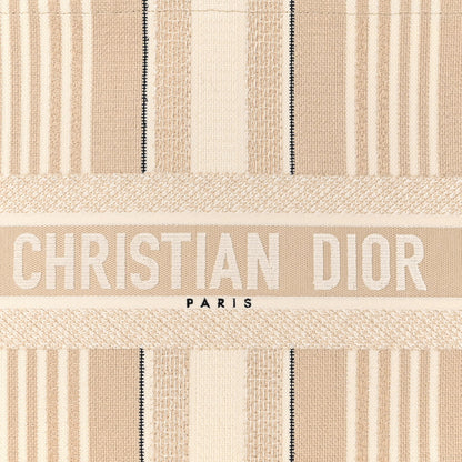 Christian Dior Canvas Embroidered Large Stripes Book Tote Beige 8 of 11