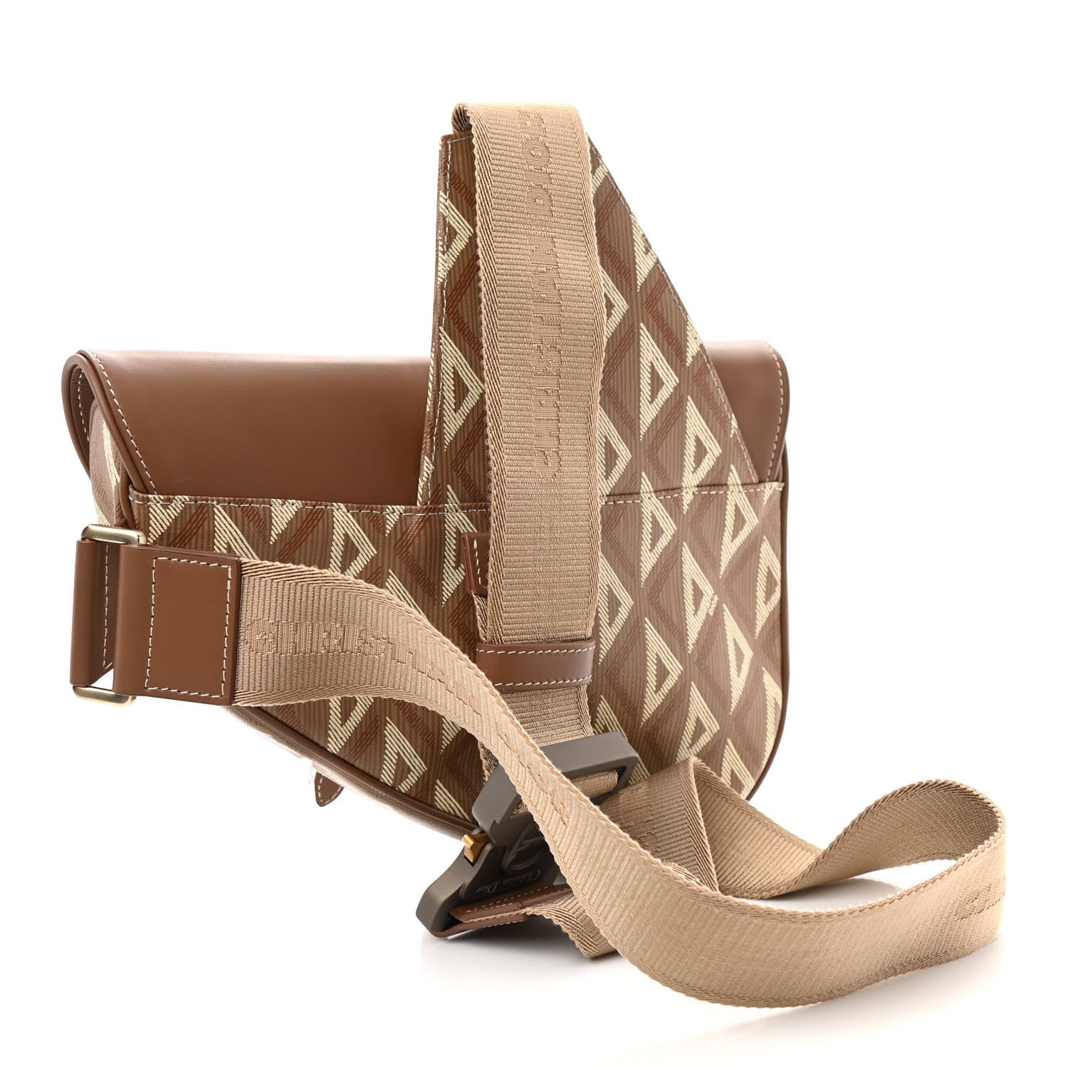 Christian Dior Coated Canvas CD Diamond Printed Mens Saddle Bag Coffee 3 of 10