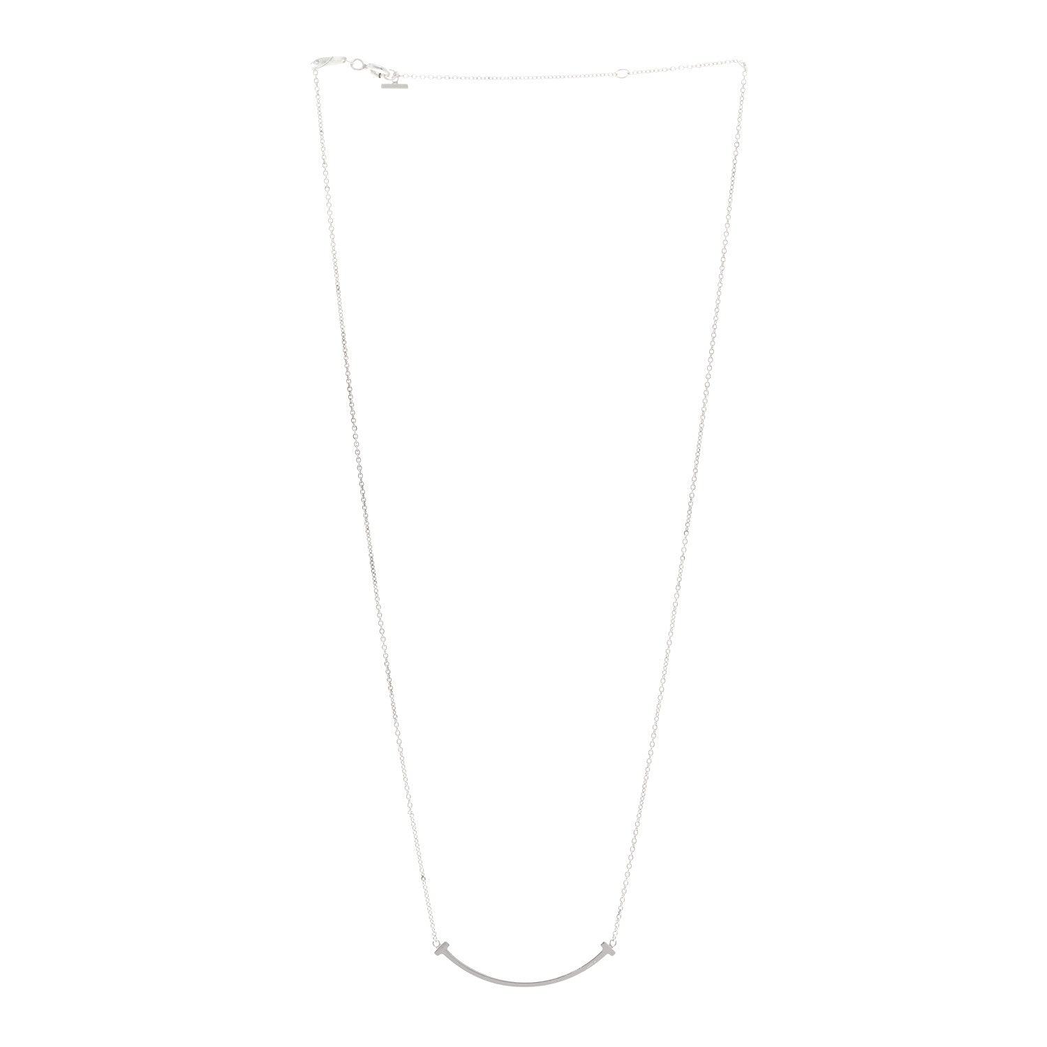 Tiffany Sterling Silver Small T Smile Pendant Necklace 3 of 5