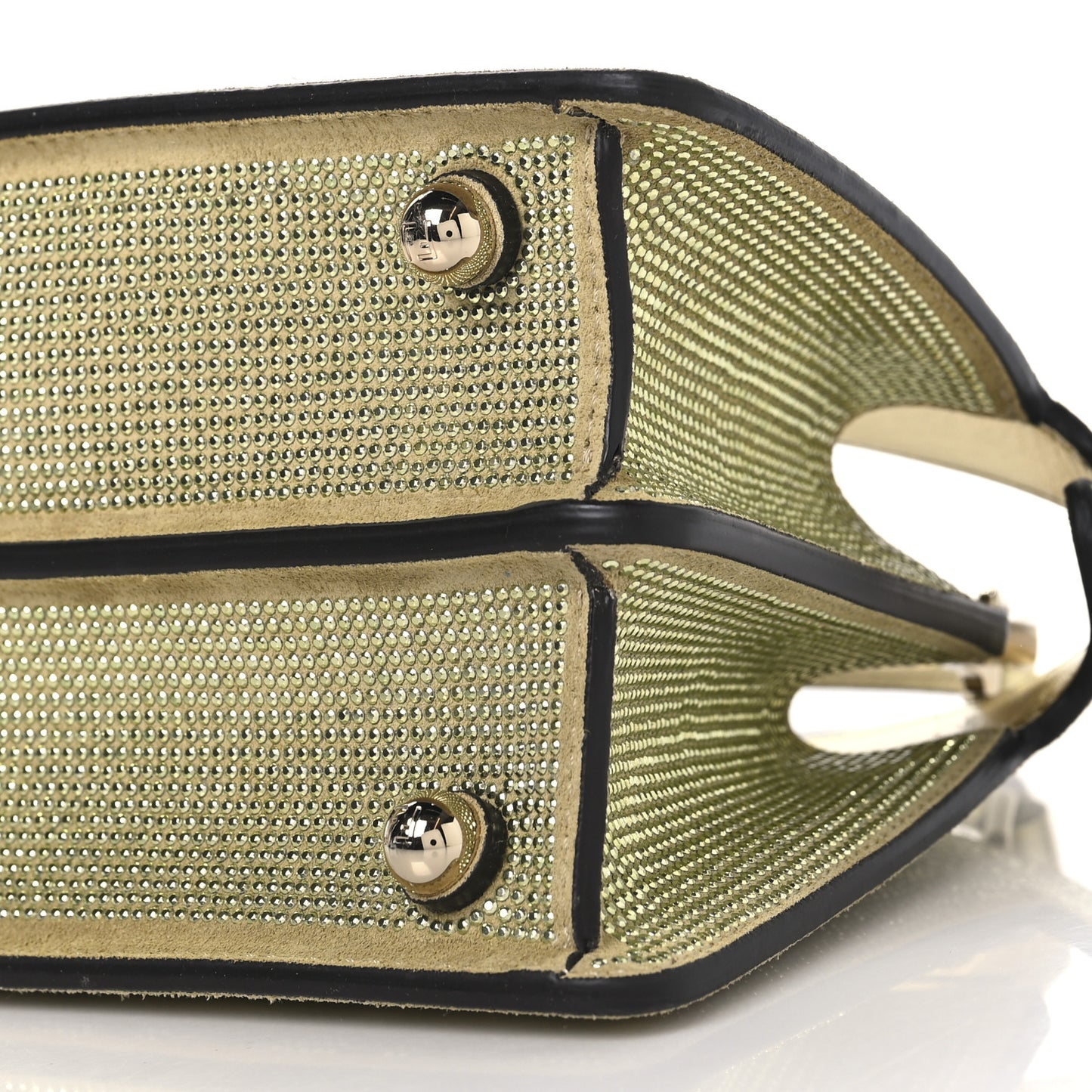 Crystal Vitello Laminato FF Petite Peekaboo I SEE U Satchel Crystal Platinum Light Gold