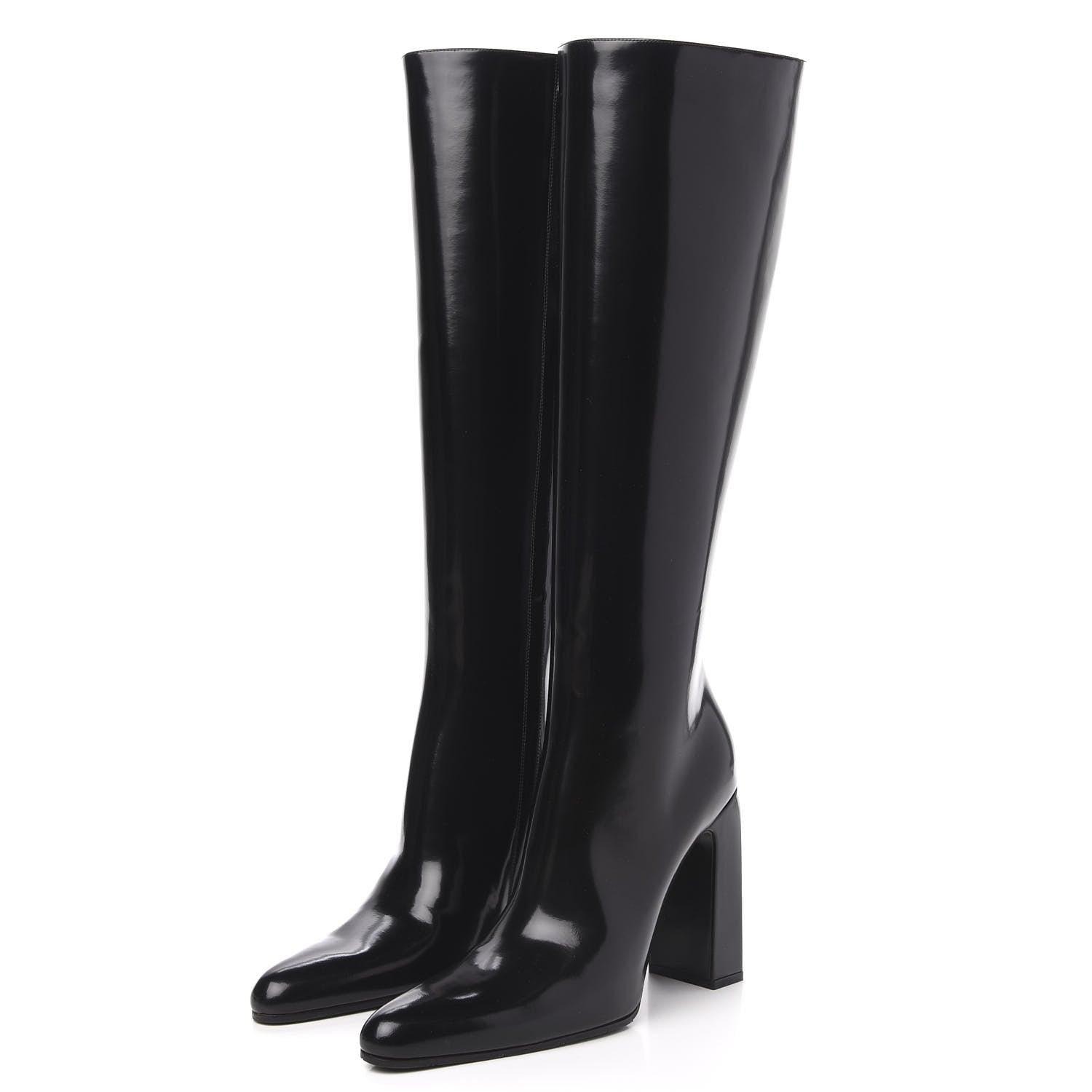 Balenciaga Patent Knee High Calfskin 110mm Boots 38 Black 3 of 8