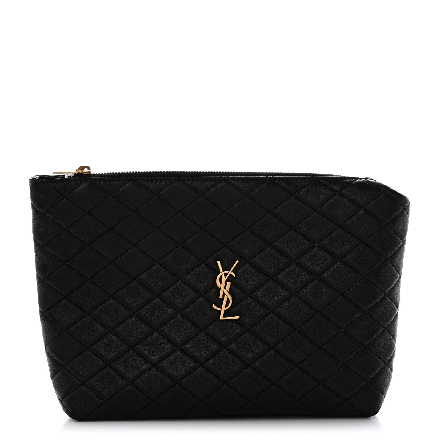 Saint Laurent Lambskin Quilted Gaby Cosmetic Pouch Black 1 of 8
