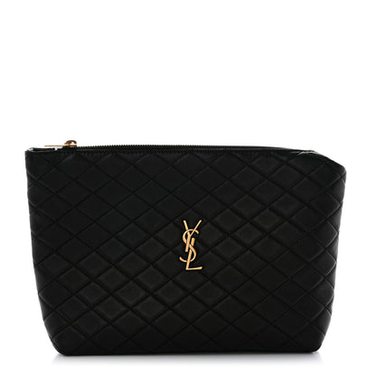 Saint Laurent Lambskin Quilted Gaby Cosmetic Pouch Black 1 of 8