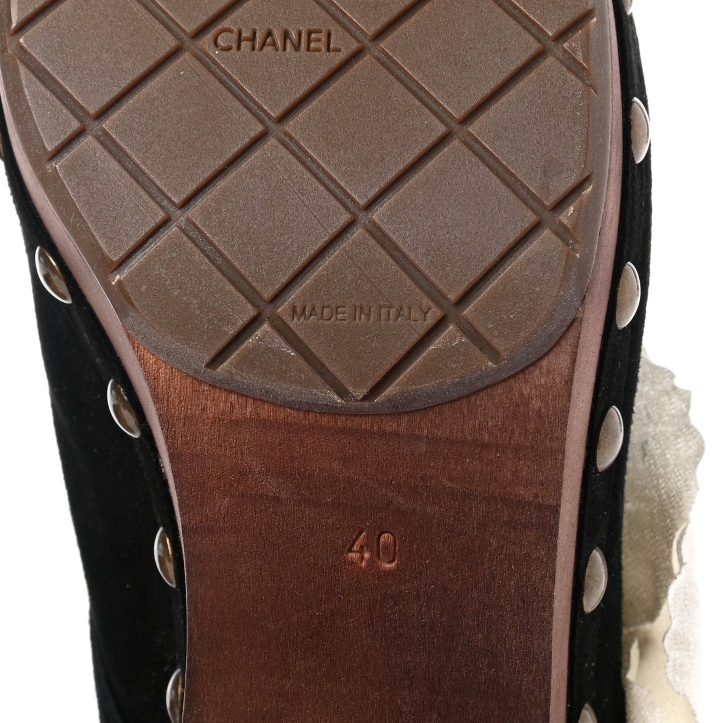 Suede Camellia Clogs 40 Black