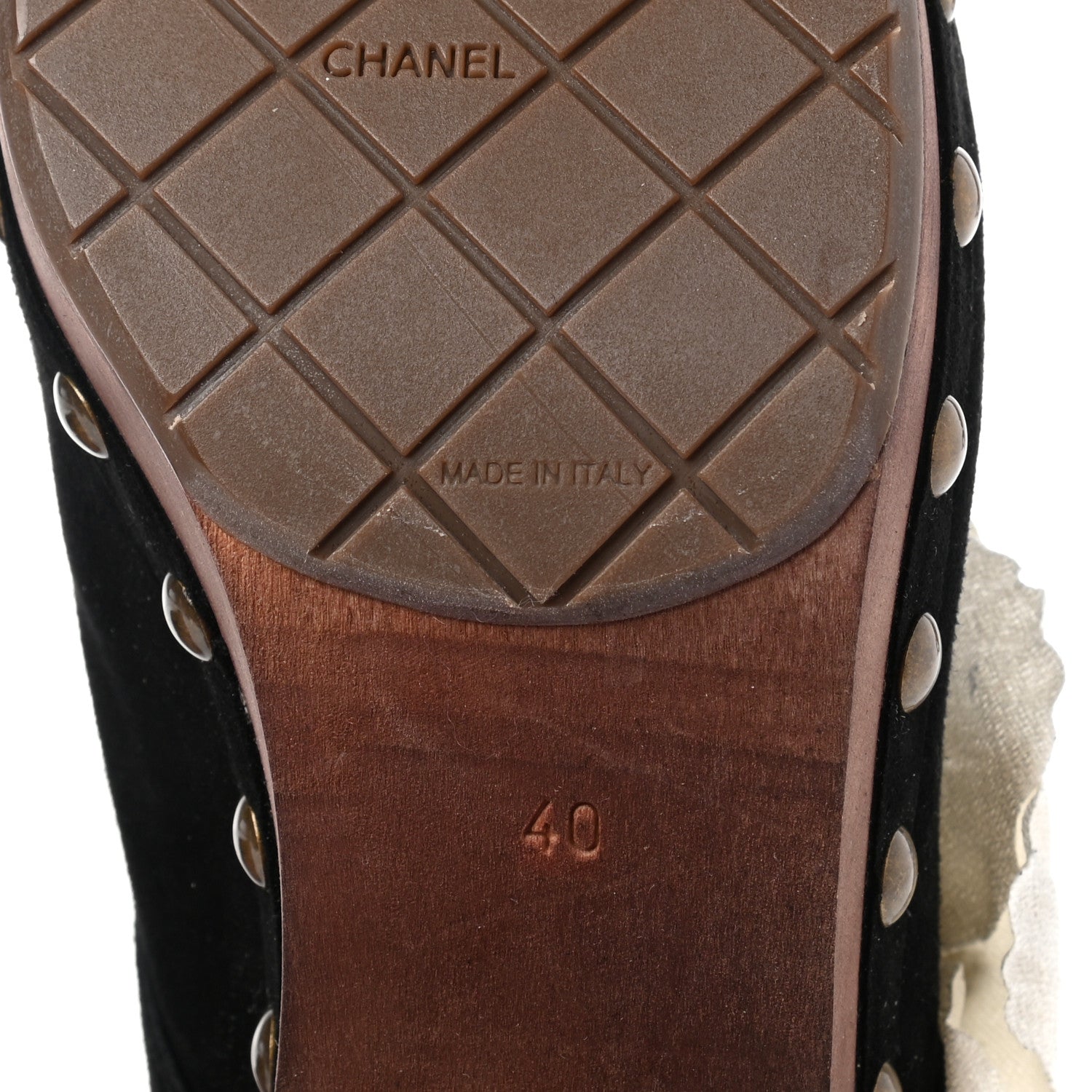 Chanel Suede Camellia Clogs 40 Black 6 of 10