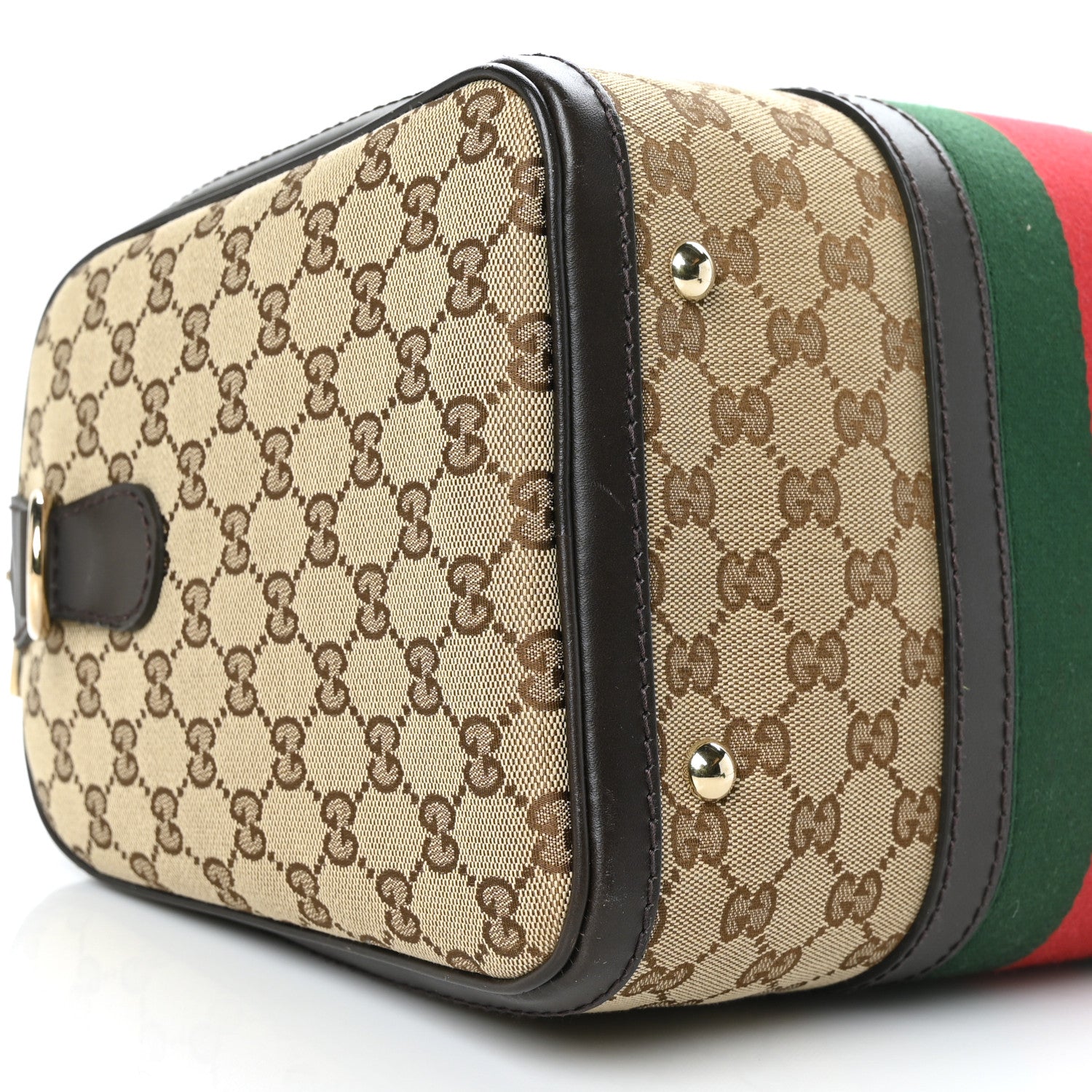 Gucci Monogram Vintage Web Medium Boston Dark Brown 8 of 9