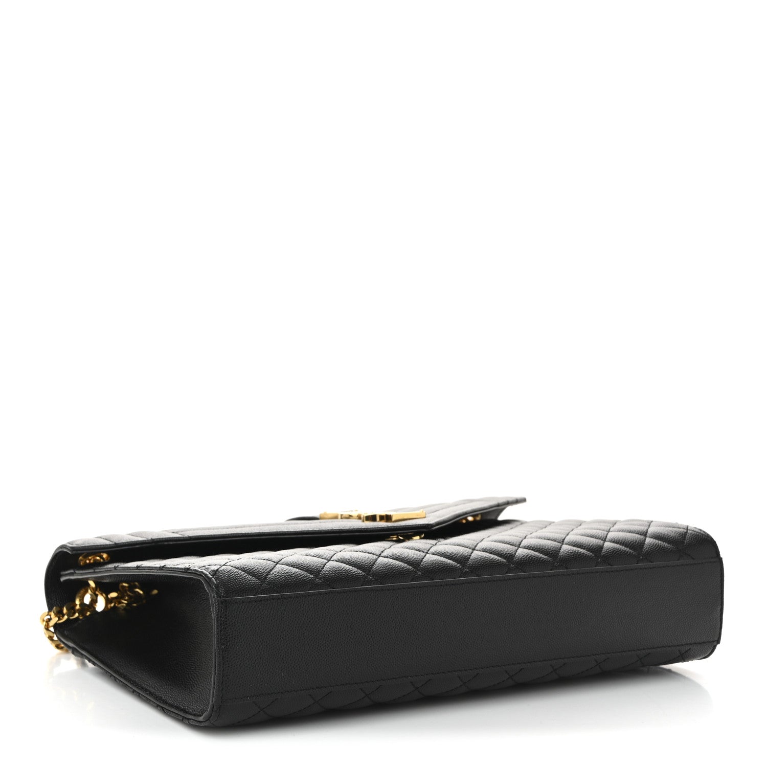 Saint Laurent Grain De Poudre Textured Mixed Matelasse Large Triquilt Monogram Satchel Black 4 of 10