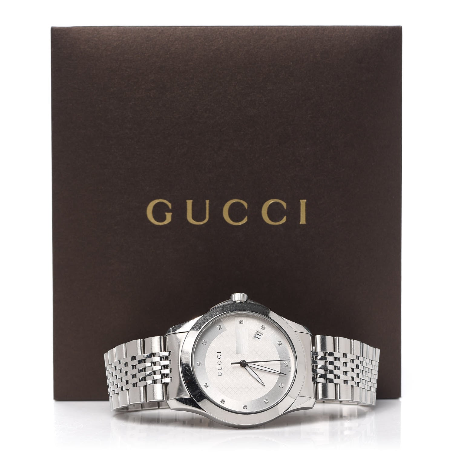 Gucci Stainless Steel Diamond 38mm G-Timeless Quartz Watch 6 of 6