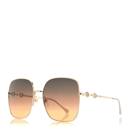 Gucci Metal Horsebit Square Sunglasses GG0879S Gold 1 of 8