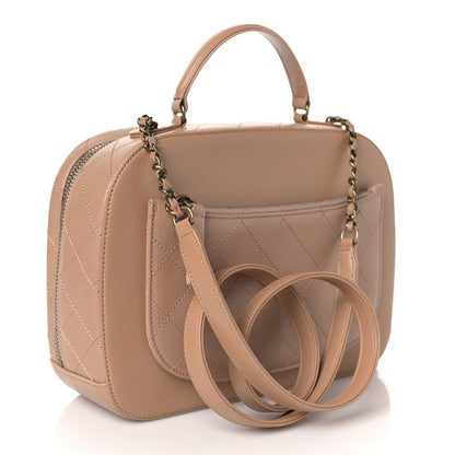 Chanel Shiny Calfskin Goatskin Quilted Coco Curve Vanity Beige 3 of 9