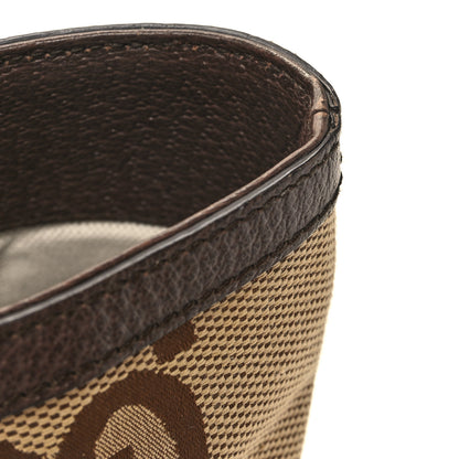 Gucci Monogram Jumbo GG Textured Dollar Calfskin Web Medium Ophidia Shopping Tote Camel Ebony 12 of 13