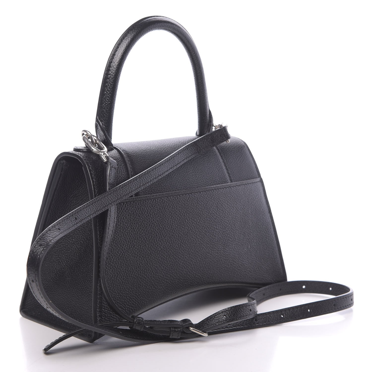 Balenciaga Grained Calfskin Small Hourglass Top Handle Bag Black 2 of 10