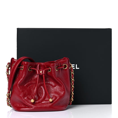 Chanel Shiny Aged Calfskin CC Chain Mini Drawstring Bag Red 11 of 11