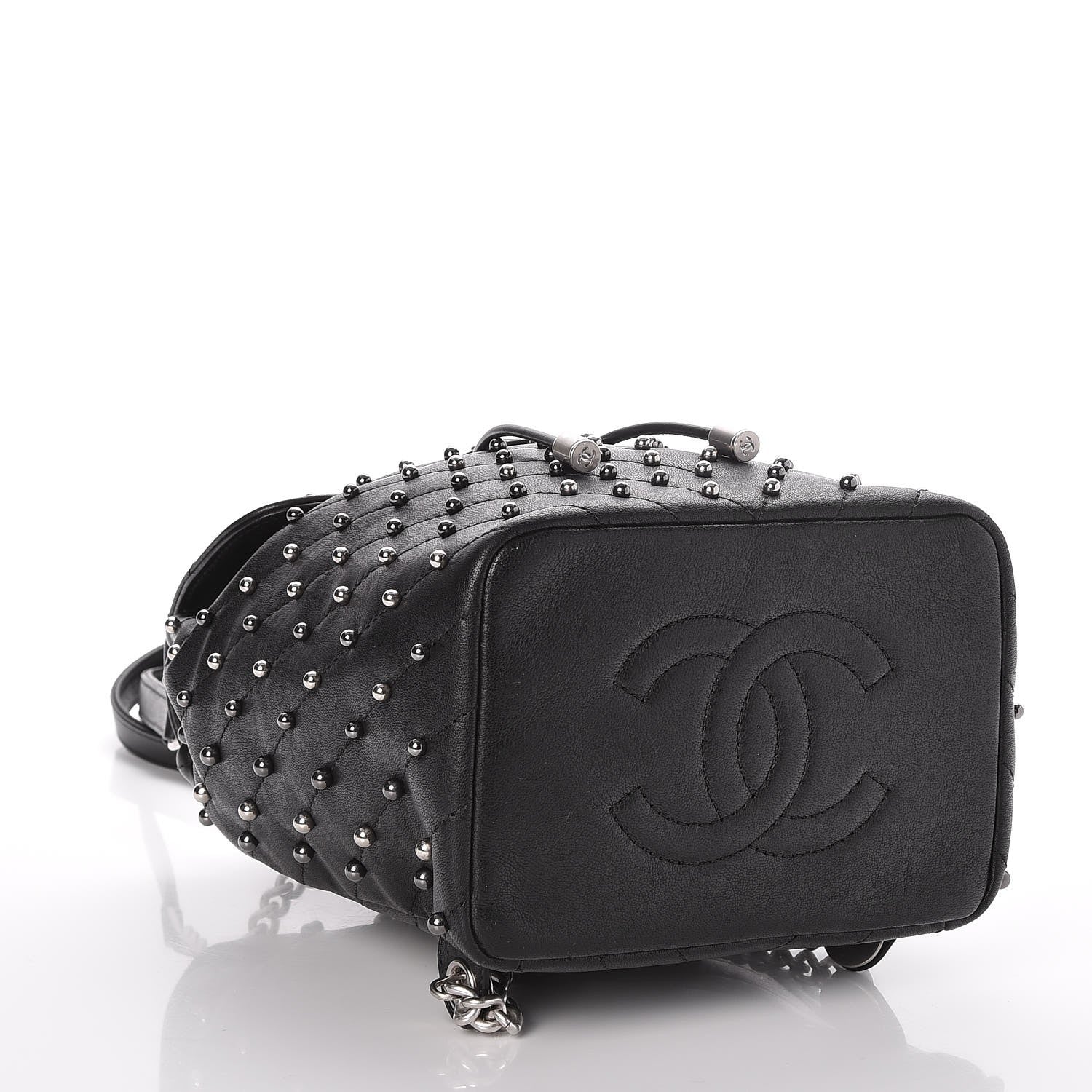 Chanel Lambskin Chevron Quilted Studded Stud Wars Backpack Black 4 of 8