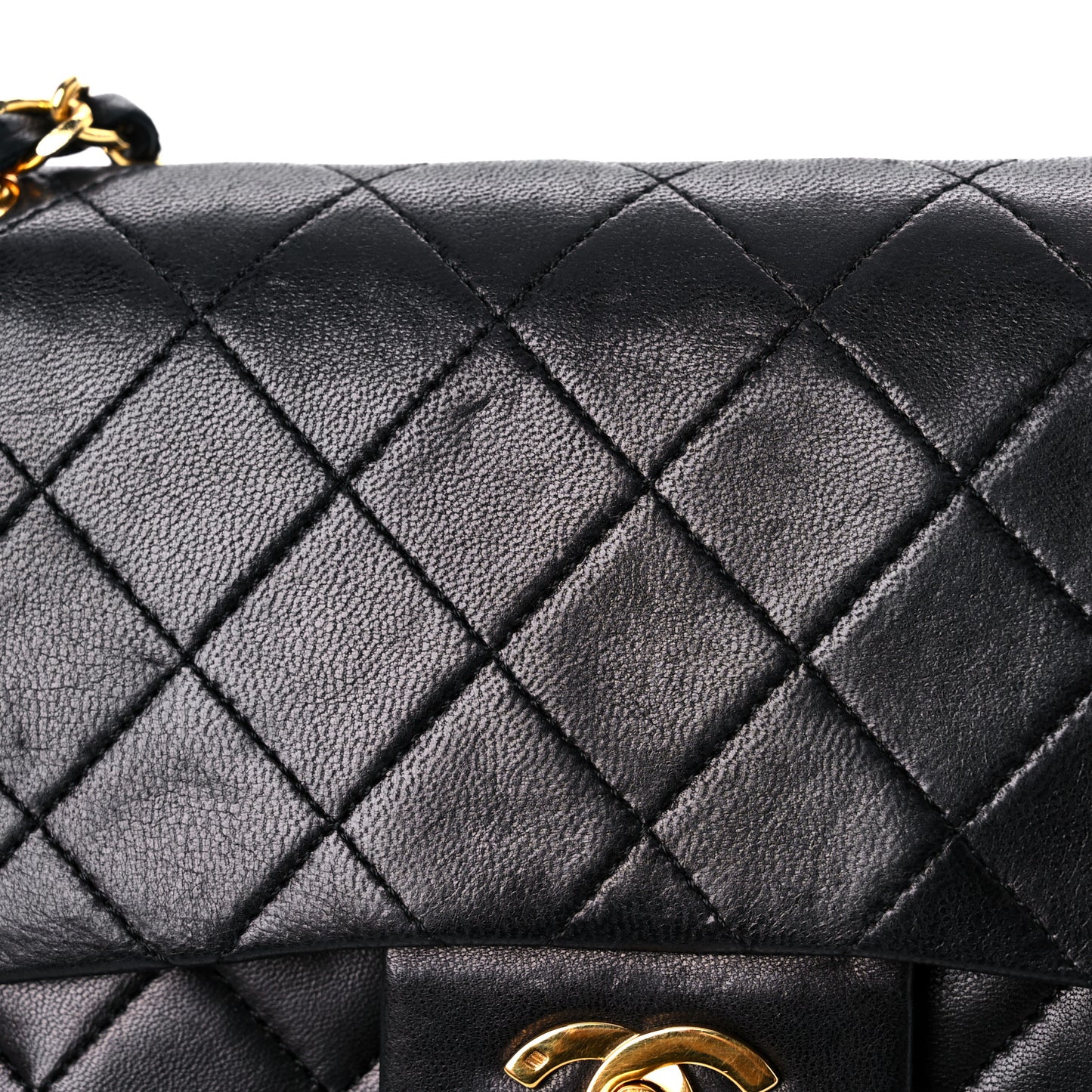 Lambskin Quilted Small Double Flap Black