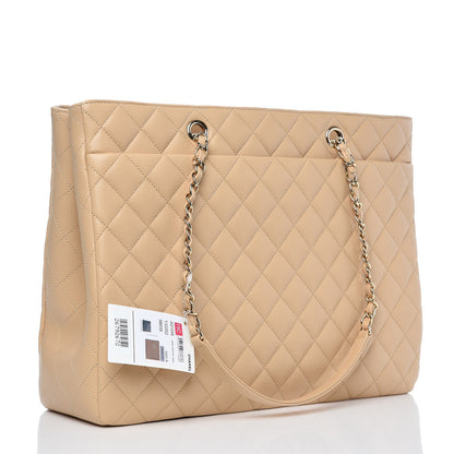 Chanel Caviar Quilted Large Classic Shopping Tote Light Beige 3 of 8