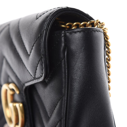 Gucci Calfskin Matelasse Super Mini GG Marmont Shoulder Bag Black 10 of 13