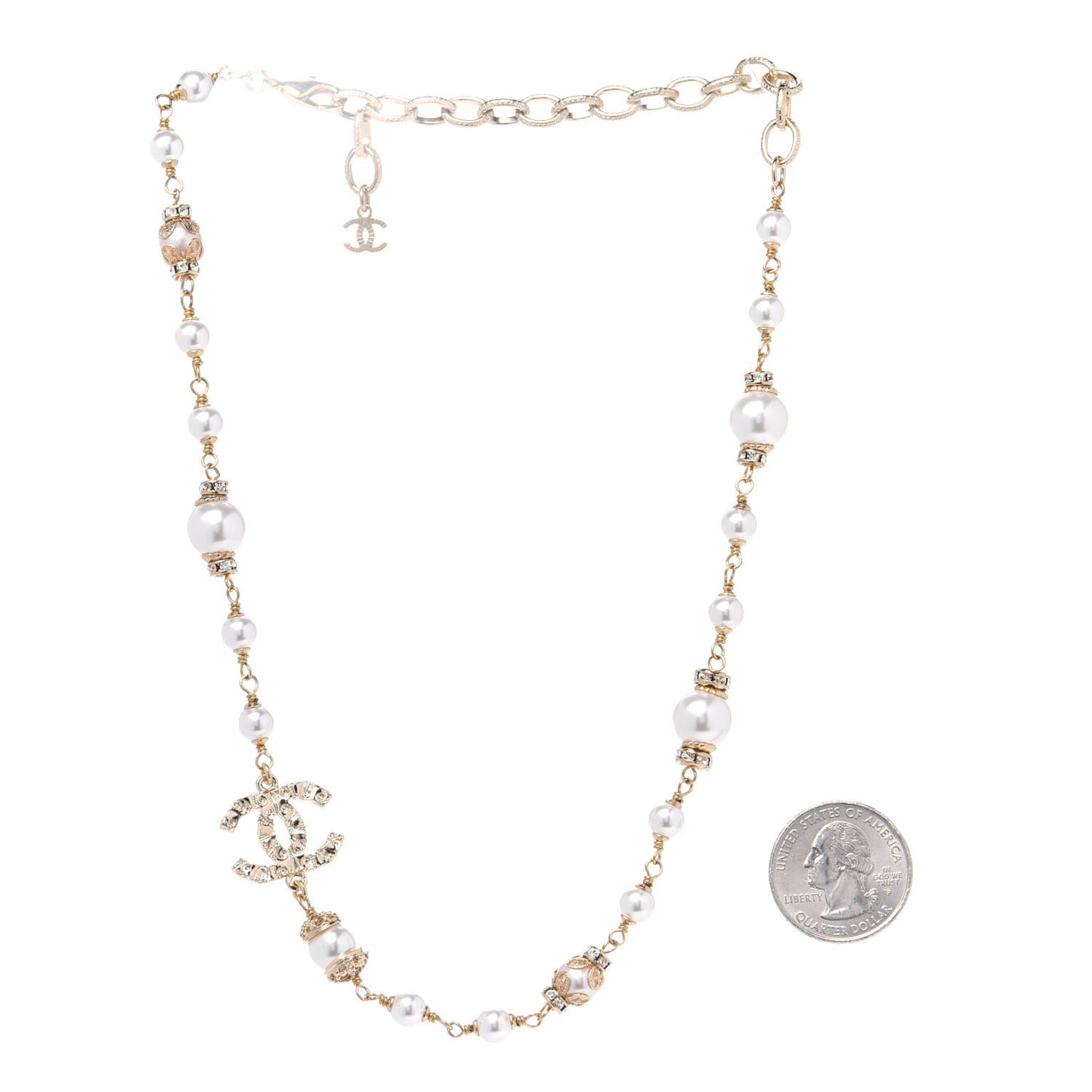 Pearl CC Short Necklace Gold