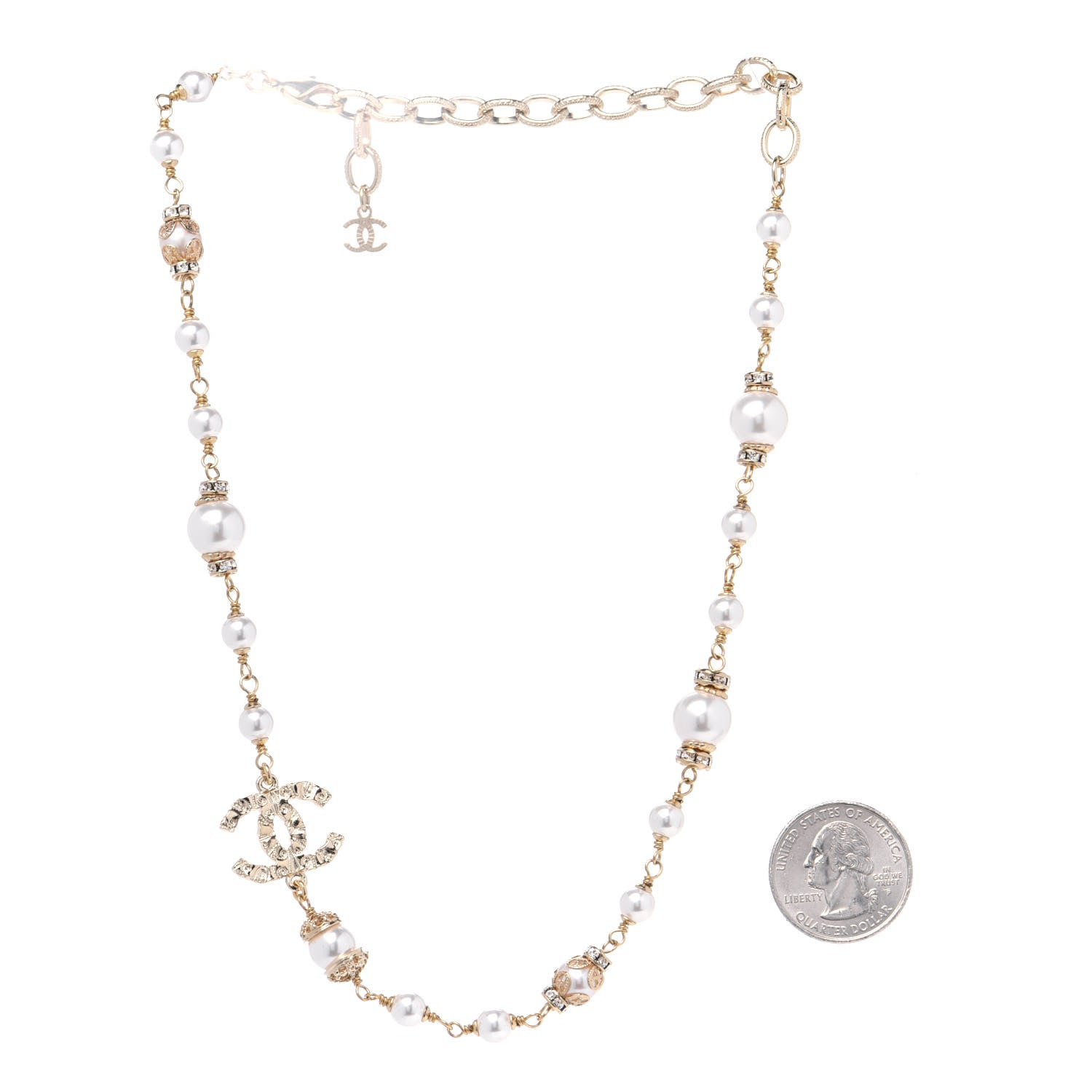 Chanel Pearl CC Short Necklace Gold 3 of 4