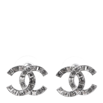 Chanel Baguette Crystal CC Earrings Silver 1 of 5