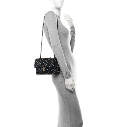 Chanel Lambskin Quilted Logo CC Printed Small Double Flap Black White 2 of 11