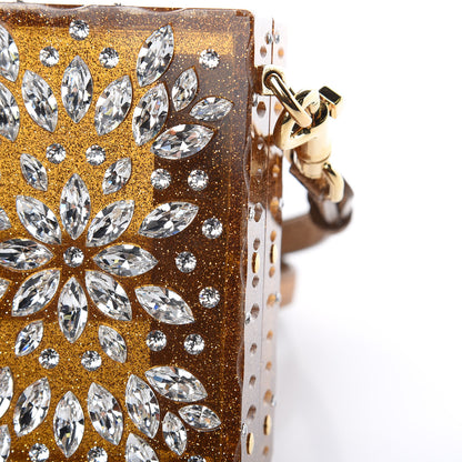 Dolce & Gabbana Crystal Embellished Plexiglass Dolce Box Clutch Gold 10 of 10