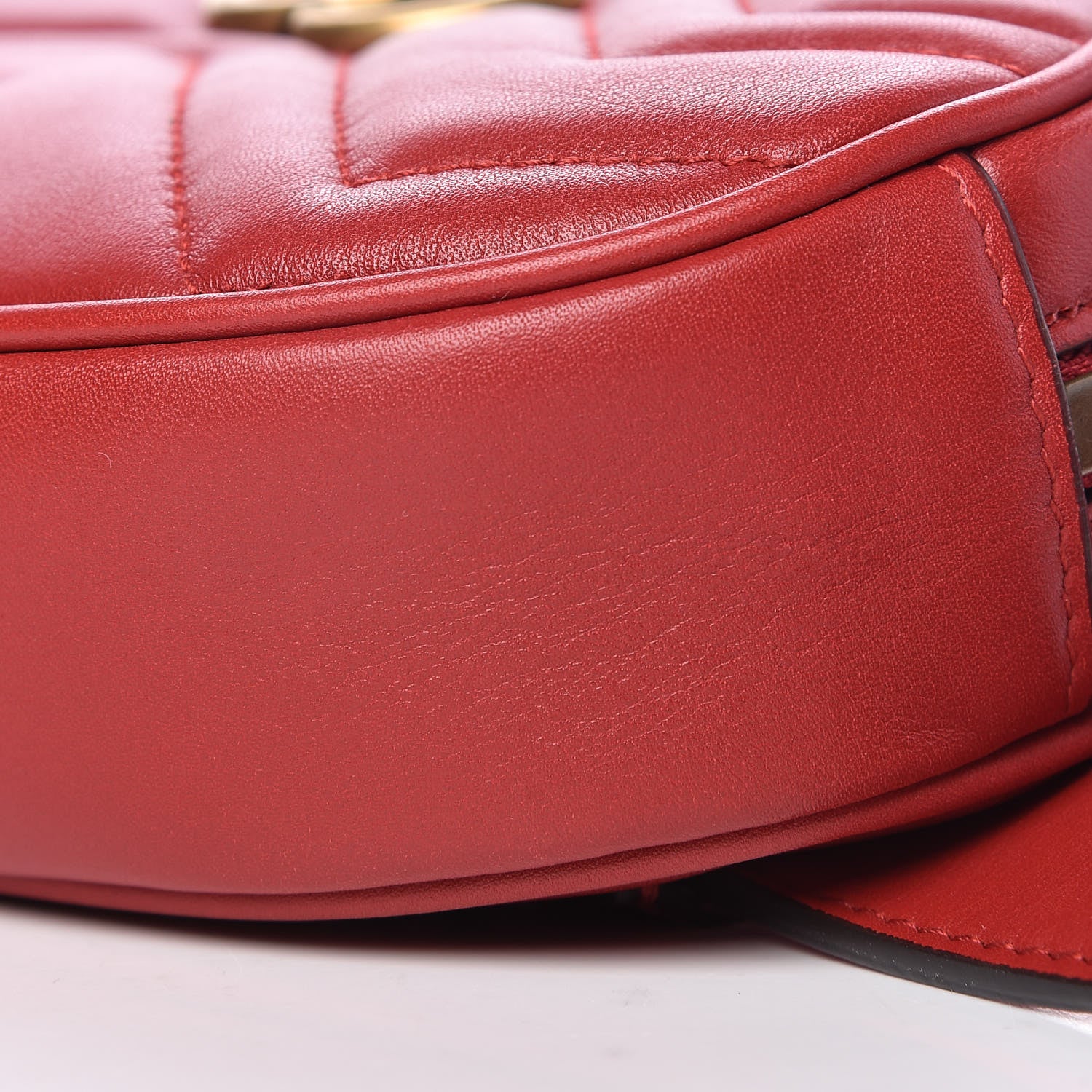Gucci Calfskin Matelasse GG Marmont Belt Bag 85 34 Hibiscus Red 10 of 10