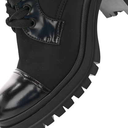Prada Spazzolato Re-Nylon Metal Triangle Logo Lace Up 55mm Ankle Boots 39.5 Black 12 of 13