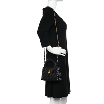Chanel Shiny Aged Calfskin Quilted Nano Kelly Shopper Black 2 of 12