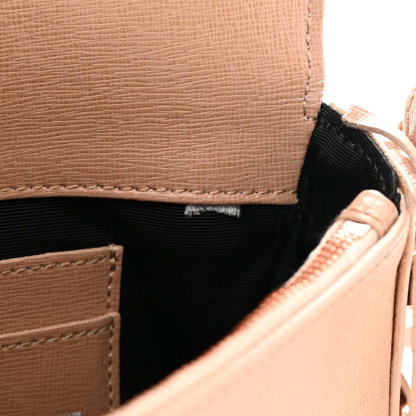 Saffiano Striped Mini Diag Bag Nude White