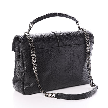 Saint Laurent Snake Calfskin Embossed Monogram Large College Satchel Black 2 of 8
