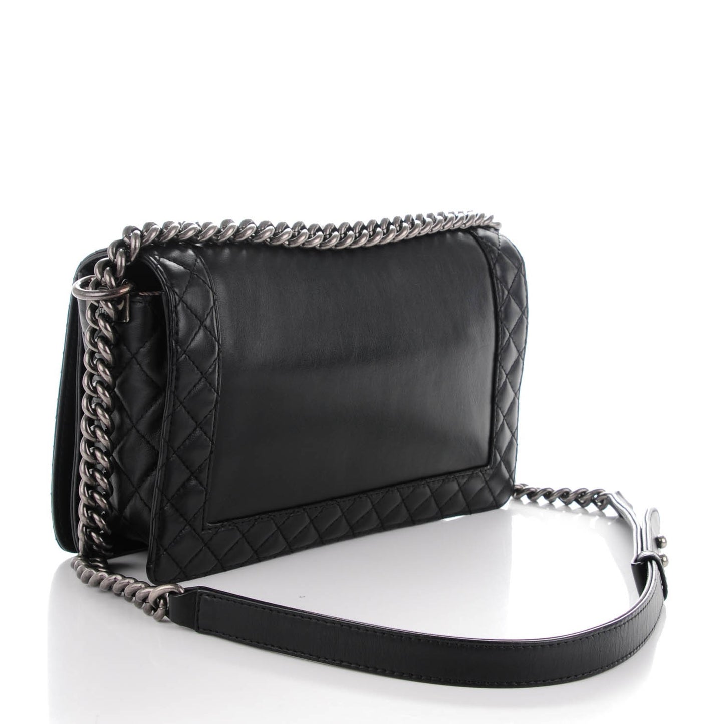 Calfskin Enchained Medium Boy Flap Black