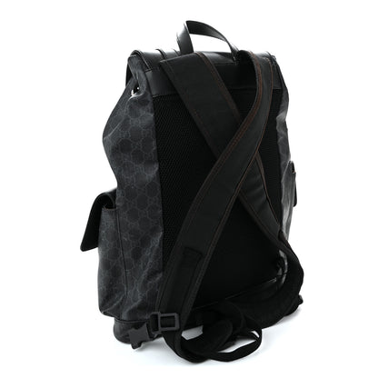 Gucci Soft GG Supreme Monogram Calfskin Web Double Buckle Backpack Black 3 of 13