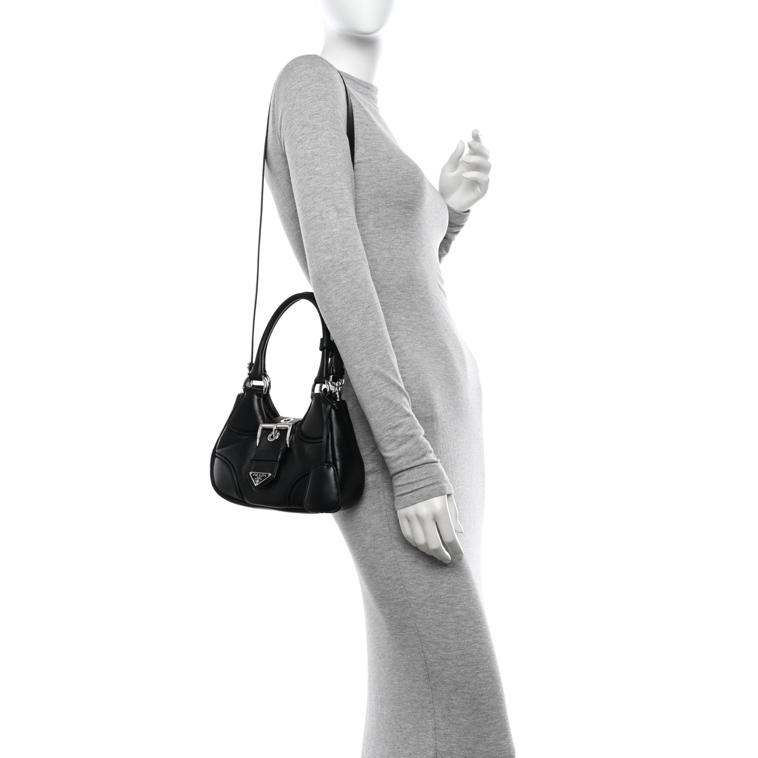 Prada Nappa Soft Padded Re-Edition 2002 Moon Bag Black 2 of 10