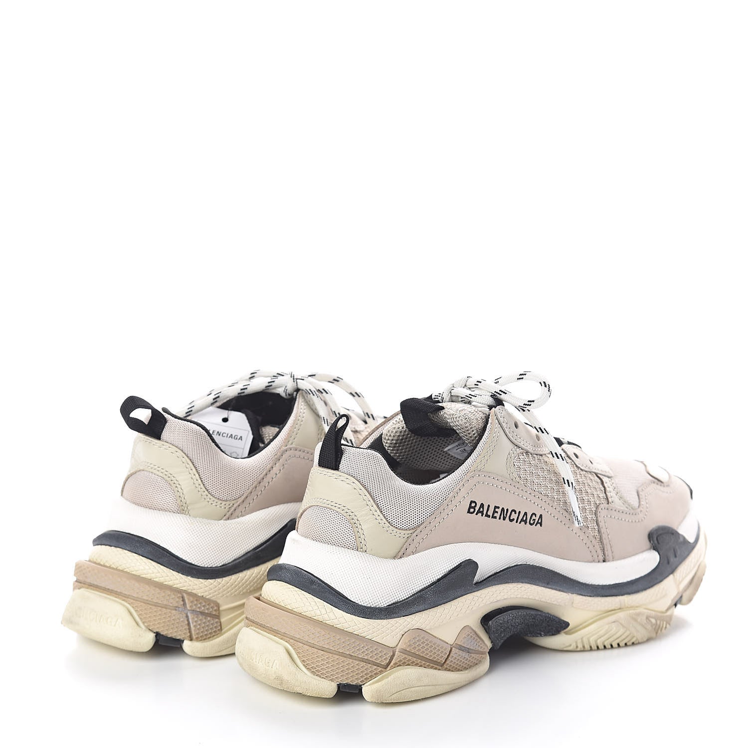 Balenciaga Fabric Mesh Womens Triple S Sneakers 38 Beige Black 4 of 8