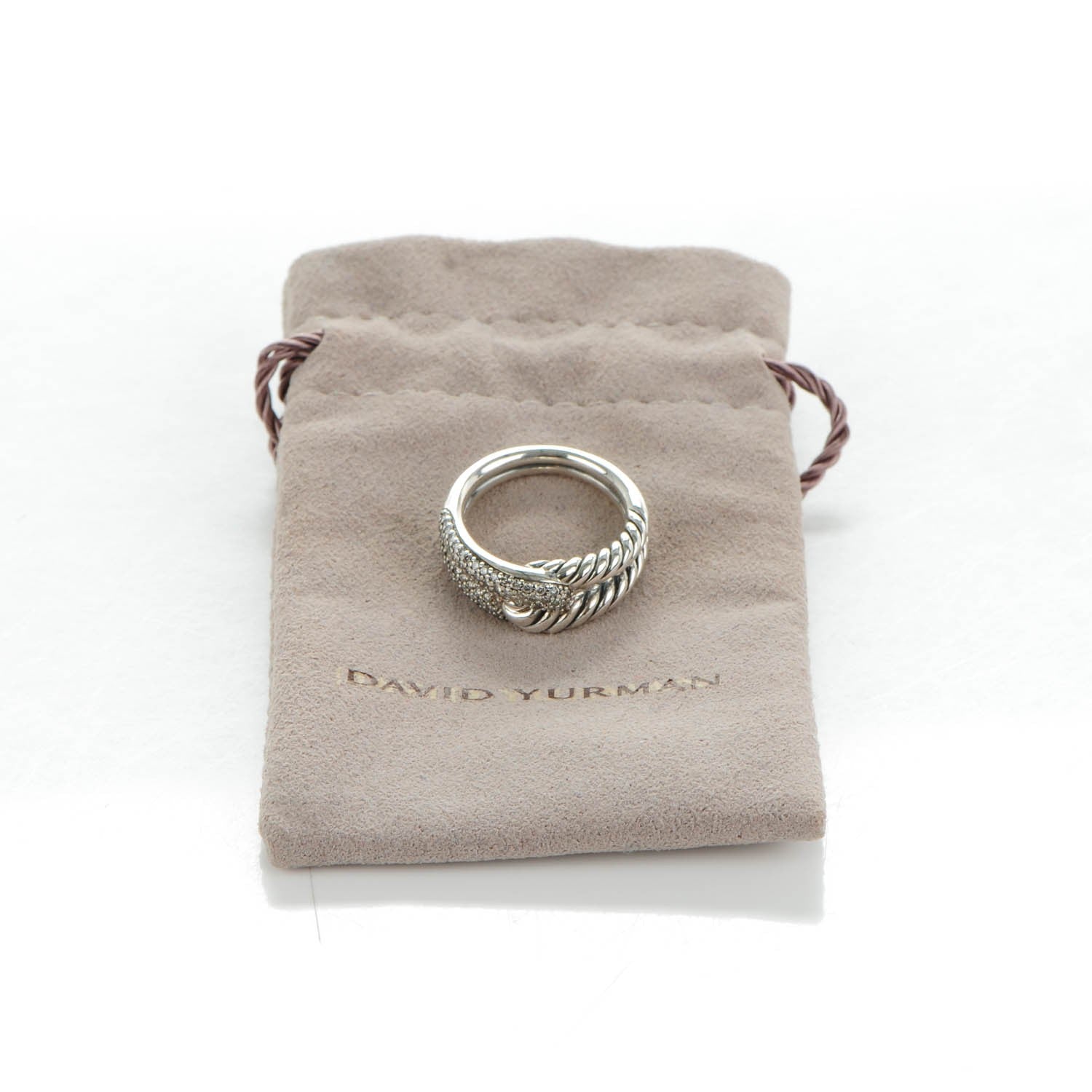 David Yurman Sterling Silver Pave Diamond Single Loop Labyrinth Ring 6.75 6 of 6