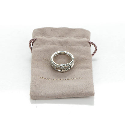 David Yurman Sterling Silver Pave Diamond Single Loop Labyrinth Ring 6.75 6 of 6