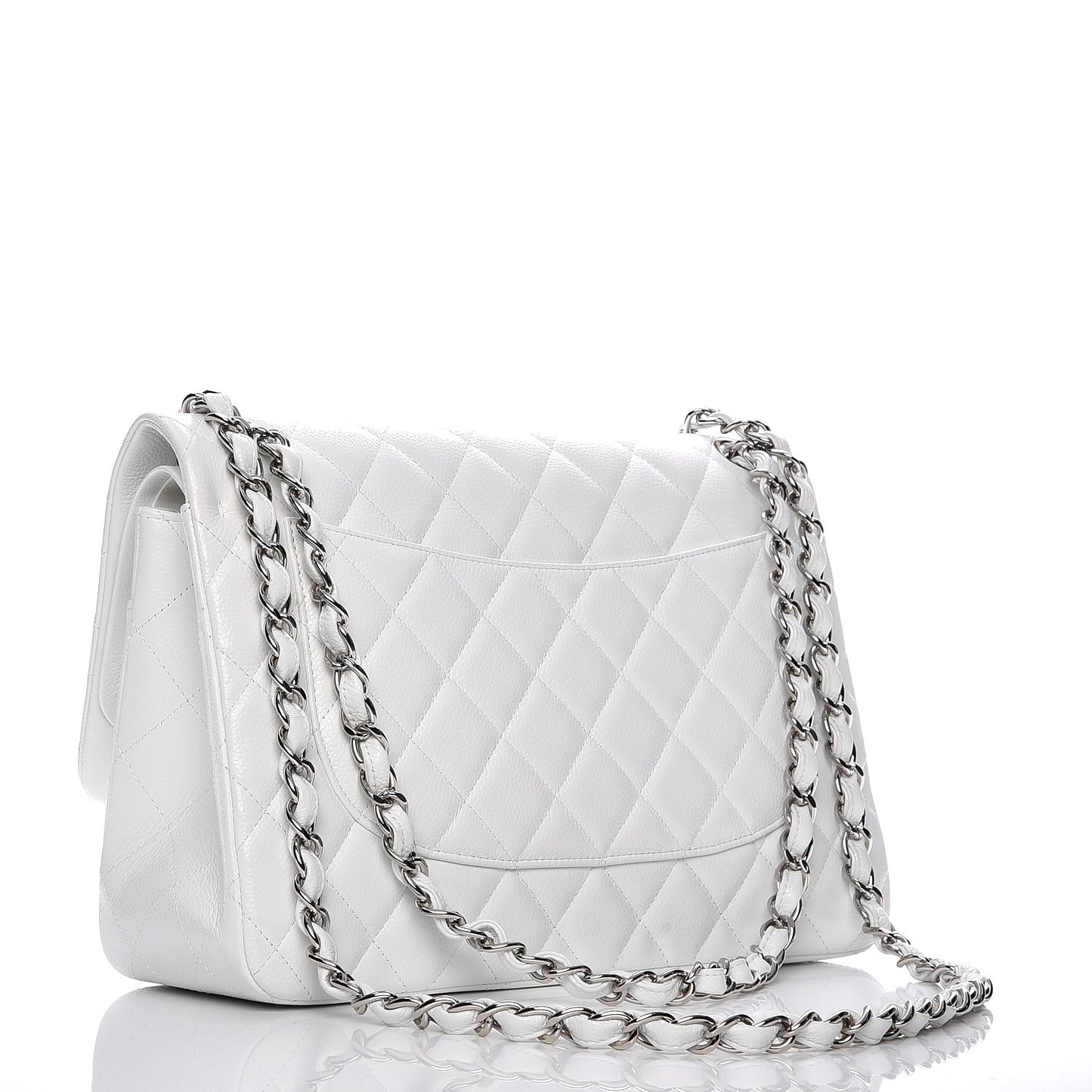Caviar Quilted Jumbo Double Flap White