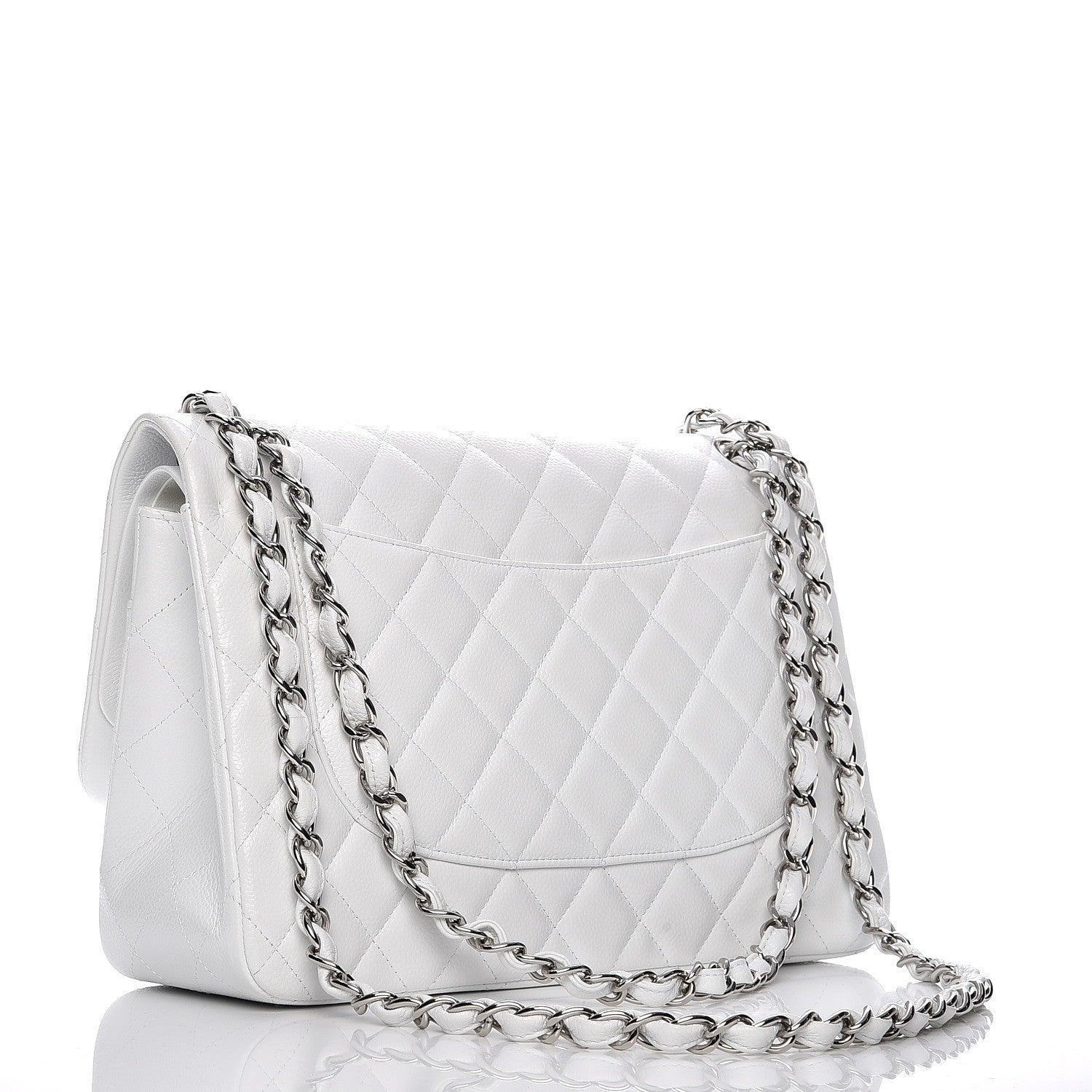 Chanel Caviar Quilted Jumbo Double Flap White 3 of 10