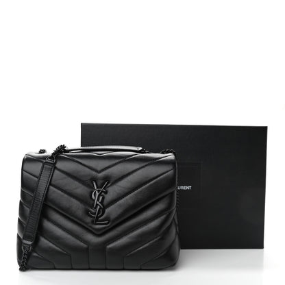 Saint Laurent Calfskin Y Quilted Monogram Small Loulou Chain Satchel Black 10 of 10