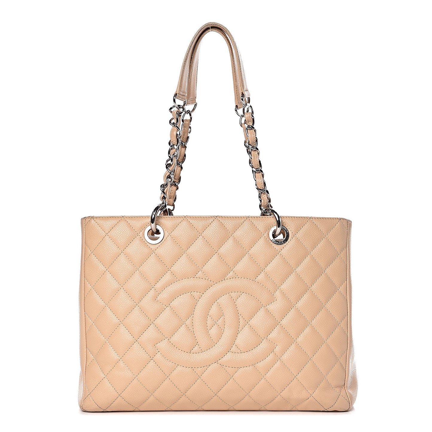 Caviar Quilted Grand Shopping Tote GST Beige Clair