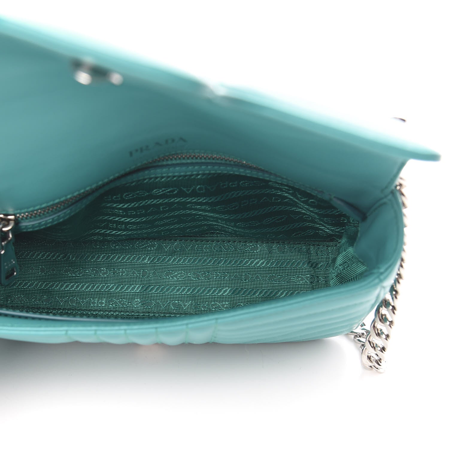 Prada Soft Calfskin Impunture Diagramme Small Chain Flap Shoulder Bag Giada 5 of 10