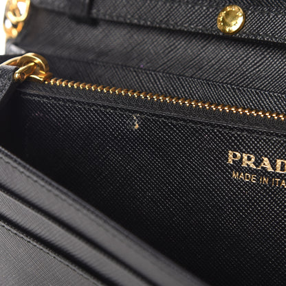 Prada Saffiano Metal Oro Chain Wallet Black 9 of 10