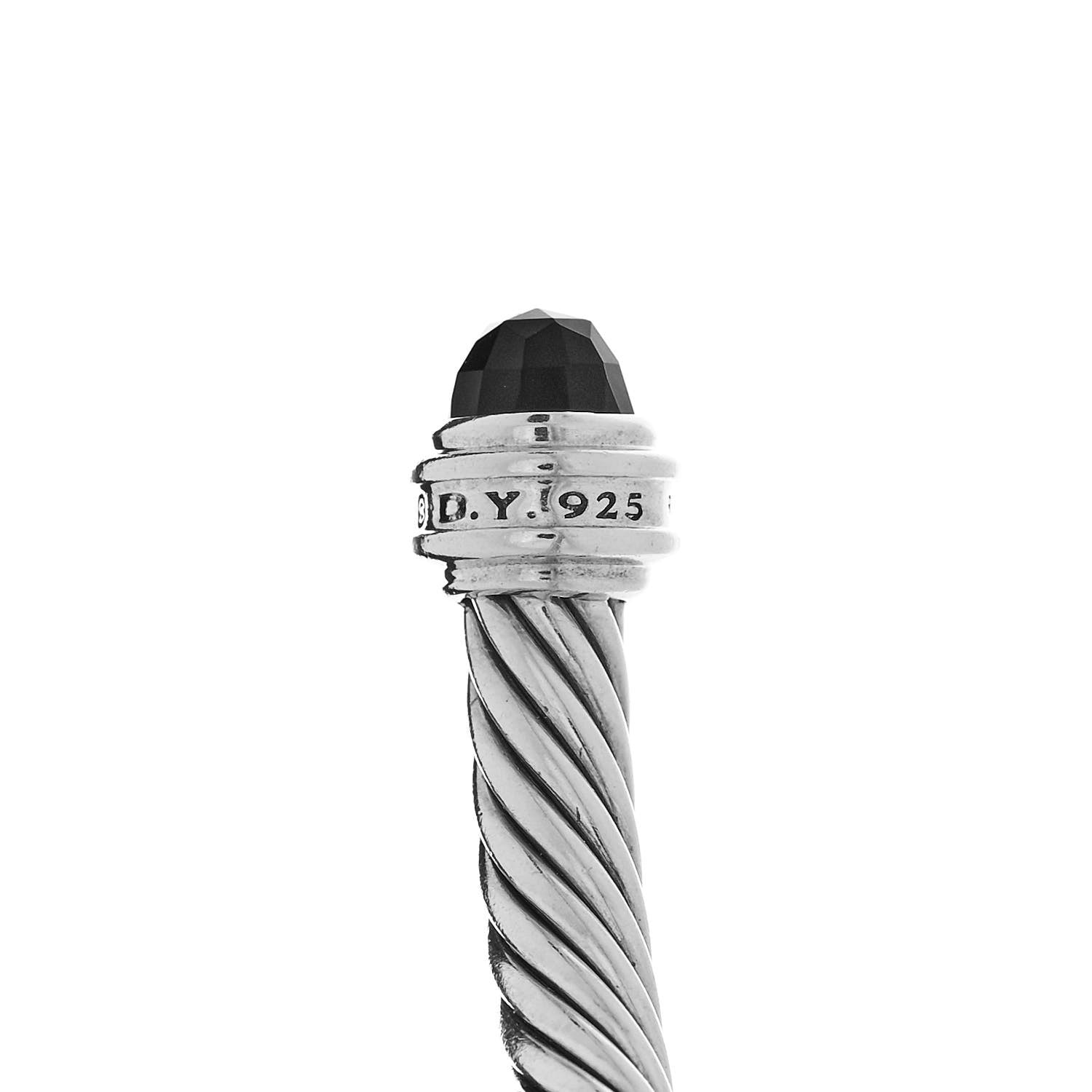 David Yurman Sterling Silver Diamond Black Onyx 5mm Cable Classics Princess Bracelet 3 of 3