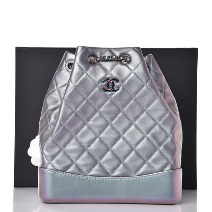 Chanel Iridescent Lambskin Calfskin Quilted Gabrielle Backpack Light Purple 8 of 8