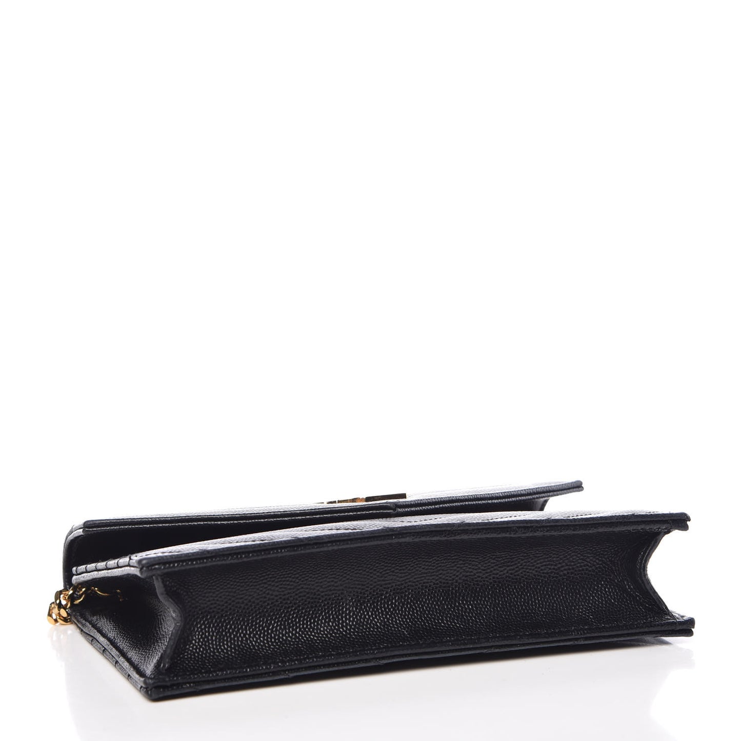 Grain De Poudre Matelasse Chevron Monogram Envelope Chain Wallet Black