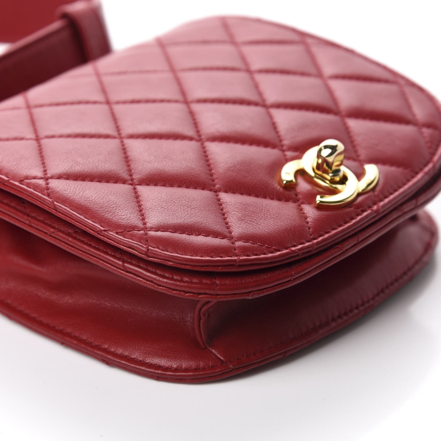 Chanel Lambskin Quilted Flap Waist Belt Bag 95 38 Red 6 of 12