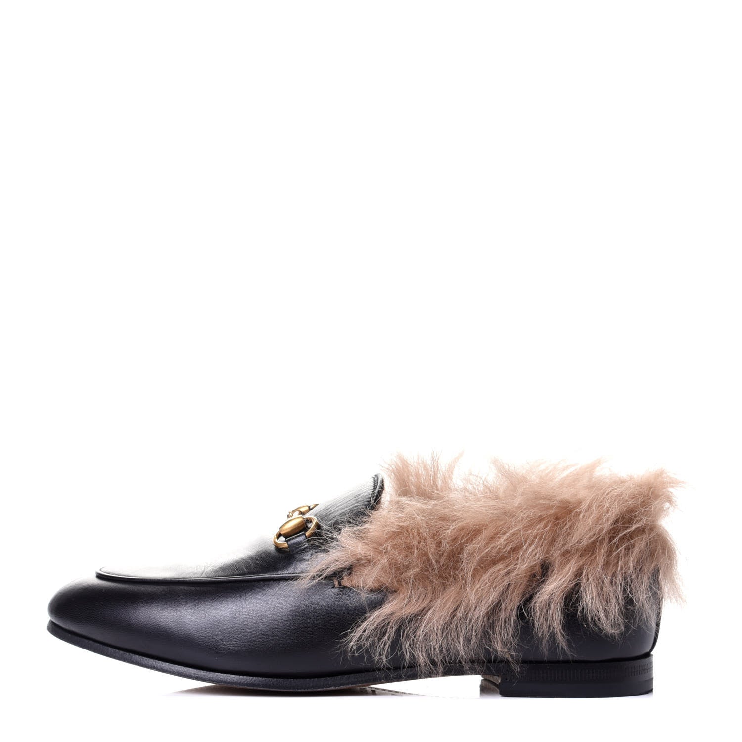 Gucci Malaga Kid Fur Womens Jordaan Loafers 36 Black Natural 1 of 4